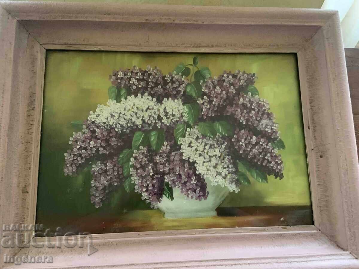 TABLOU NATURĂ MOARTĂ PE PLACAJ ULEI LILIAC RAMĂ ELEGANTĂ TABLOU NATURĂ MOARTĂ PE PLACAJ ULEI LILIAC RAMĂ ELEGANTĂ