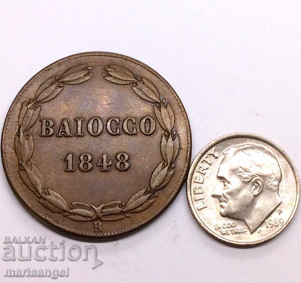 Auction  Bayoko 1848 Vatican Pius IX Rome 30mm Copper