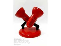 Double wall lamp, red, metal adjustable spots E27