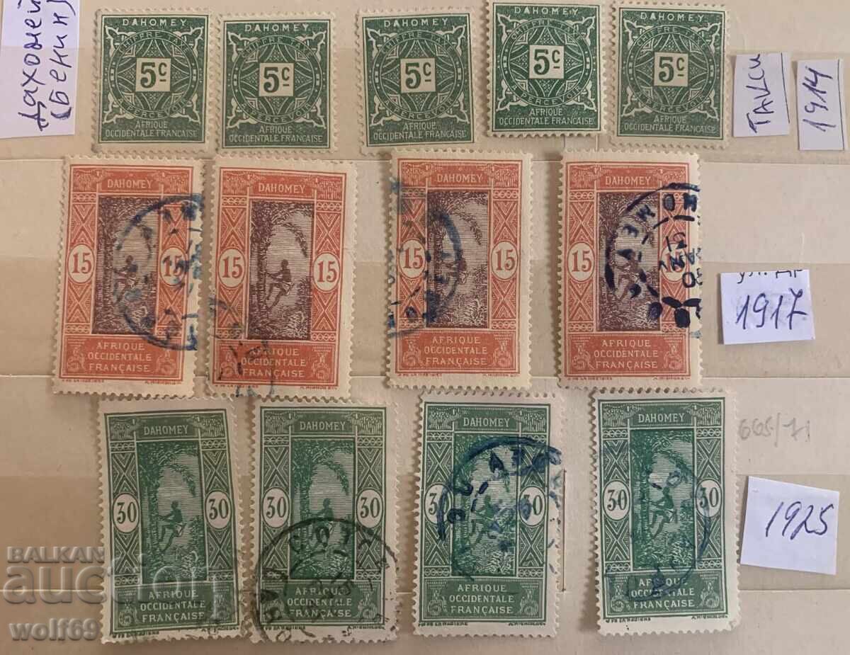 Dahomey (Benin) - Lot of old stamps - 1914-1925 Dahomey (Benin) - Lot of old stamps - 1914-1925