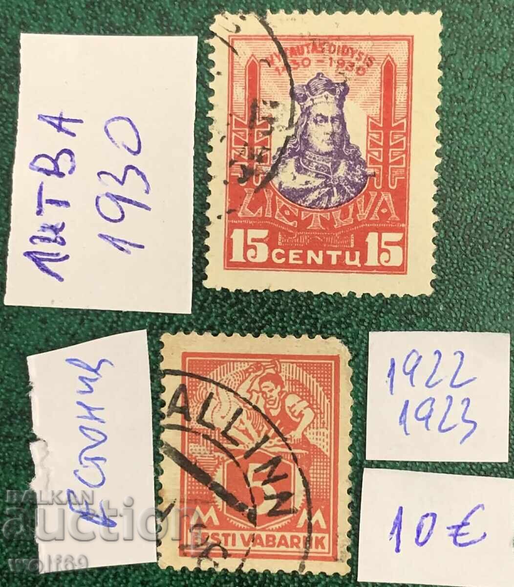 Estonia și Lituania - Lot timbre vechi (1922-1930) Estonia și Lituania - Lot timbre vechi (1922-1930)