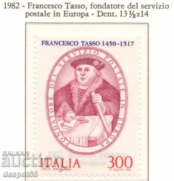 1982 Italia. Francesco Tasso - fondatorul serviciilor poștale 1982 Italia. Francesco Tasso - fondatorul serviciilor poștale