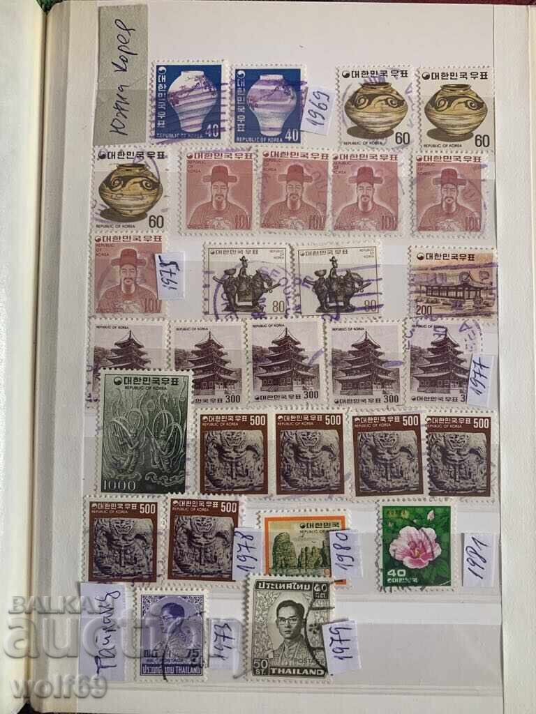Lot of old stamps NORTH KOREA, SOUTH KOREA AND THAILAND-1969 to 1981