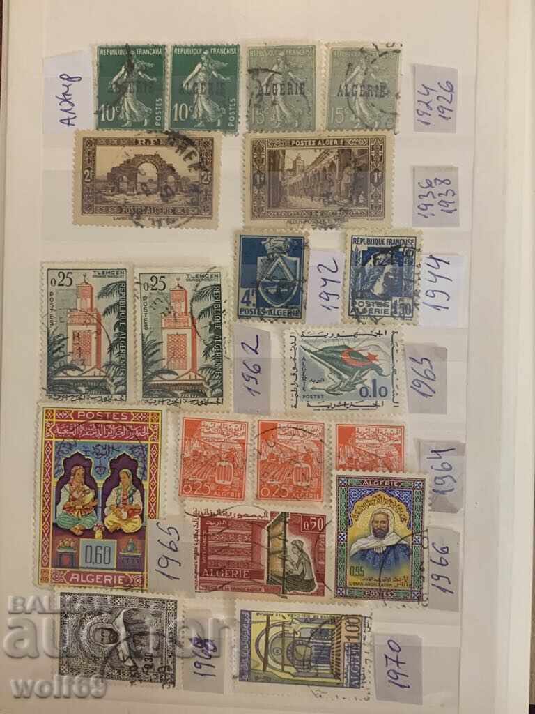 Lot of old stamps, collection from Algeria-1924 to 1982