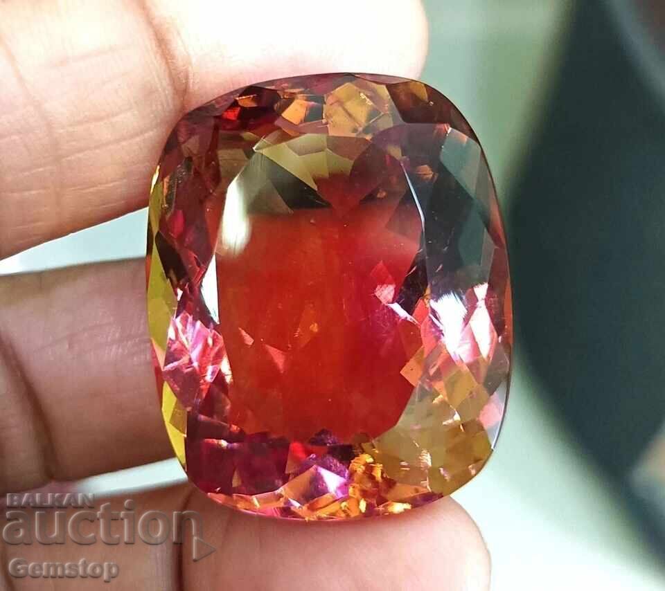 Delivery of BZC! 15.80ct natural sultanite cushion from 1lv!