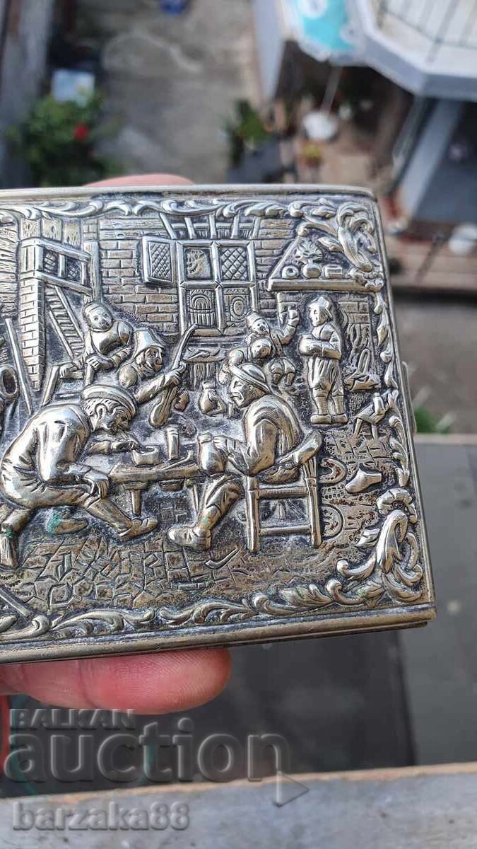 Vintage silver-plated cigarette case 30s with price 20.00 €