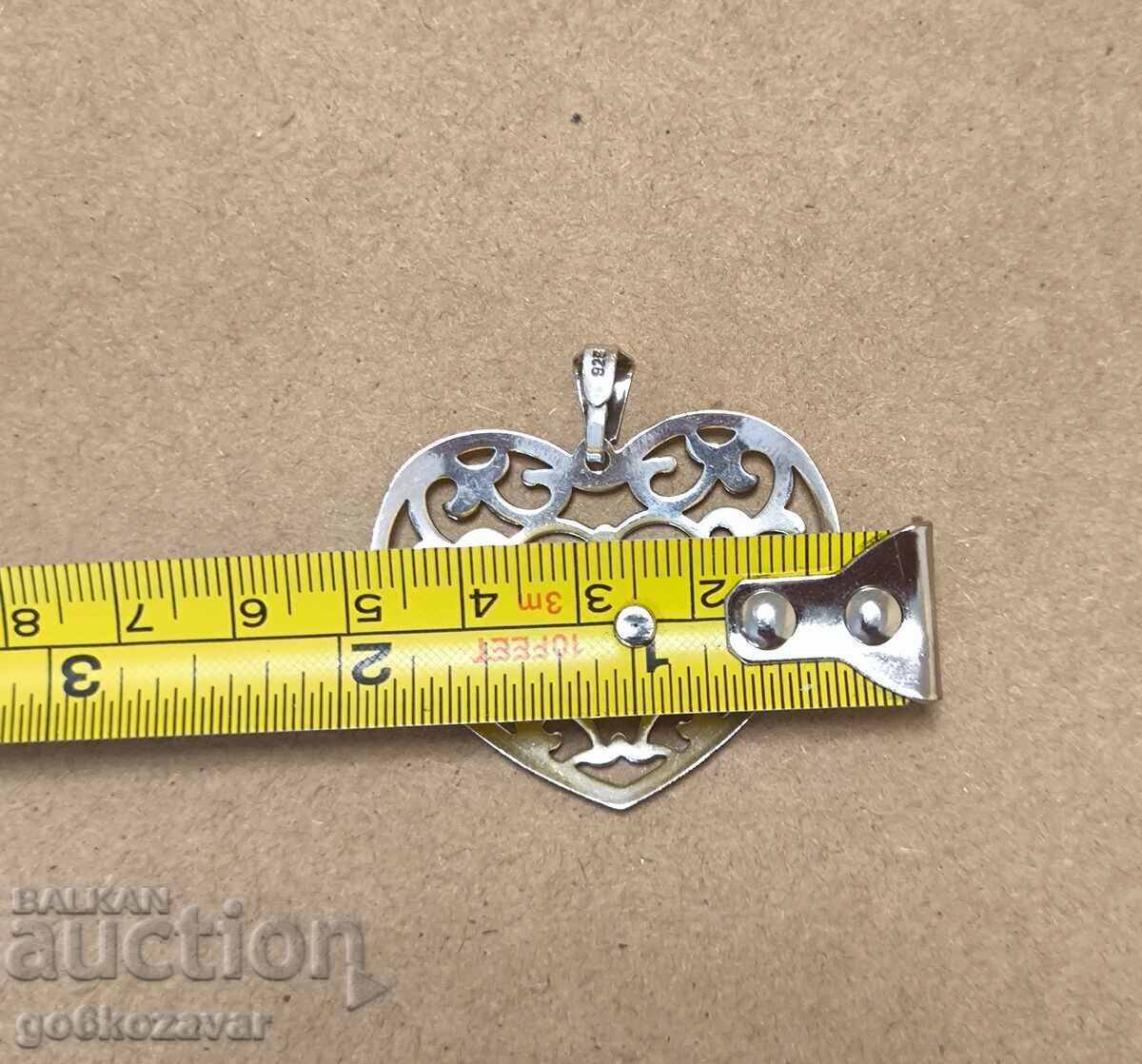 Auction Large silver heart pendant 925! Auction Large silver heart pendant 925!