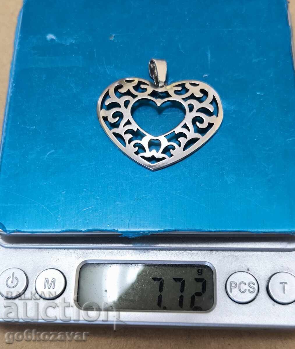 Large silver heart pendant 925! - 5 Large silver heart pendant 925! - 5