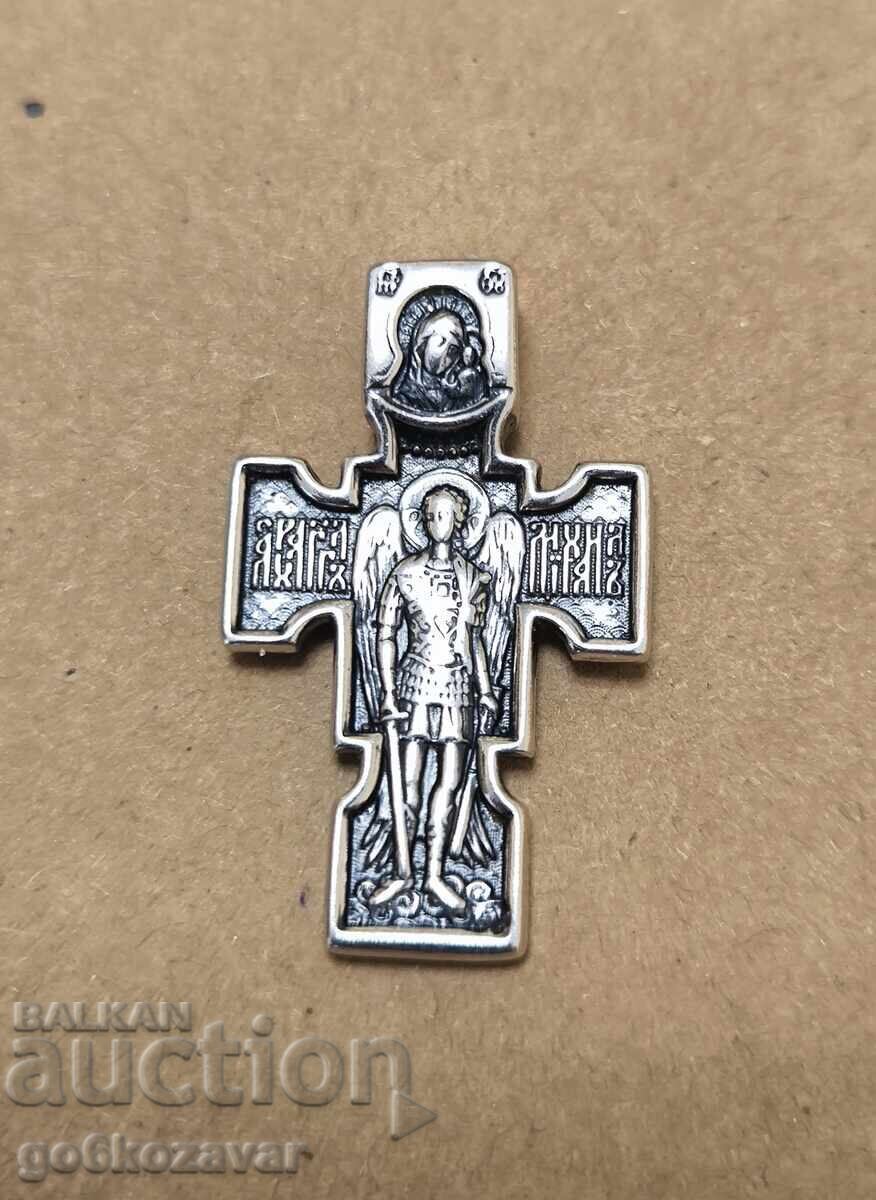 Cruce „Răstignire și Arhanghelul Mihail” Argint 950 ! Superbă ! Cruce „Răstignire și Arhanghelul Mihail” Argint 950 ! Superbă !