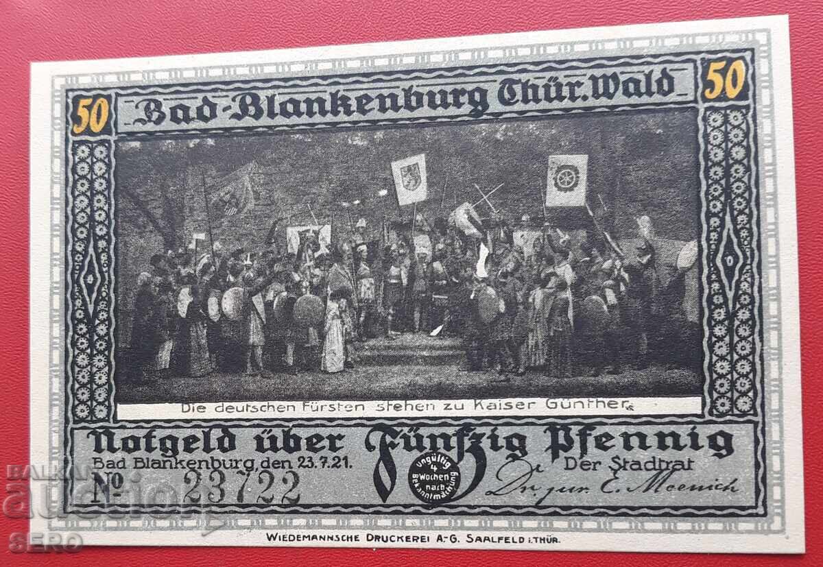 Банкнота-Германия-Тюрингия-Бад Бланкенбург-50 пфенига 1921