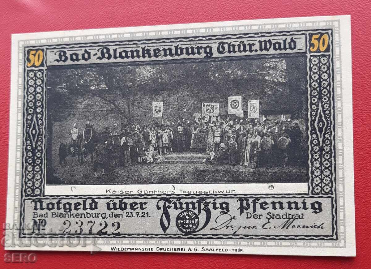 Банкнота-Германия-Тюрингия-Бад Бланкенбург-50 пфенига 1921