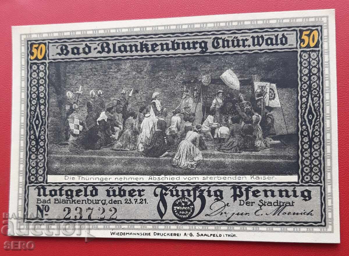 Банкнота-Германия-Тюрингия-Бад Бланкенбург-50 пфенига 1921