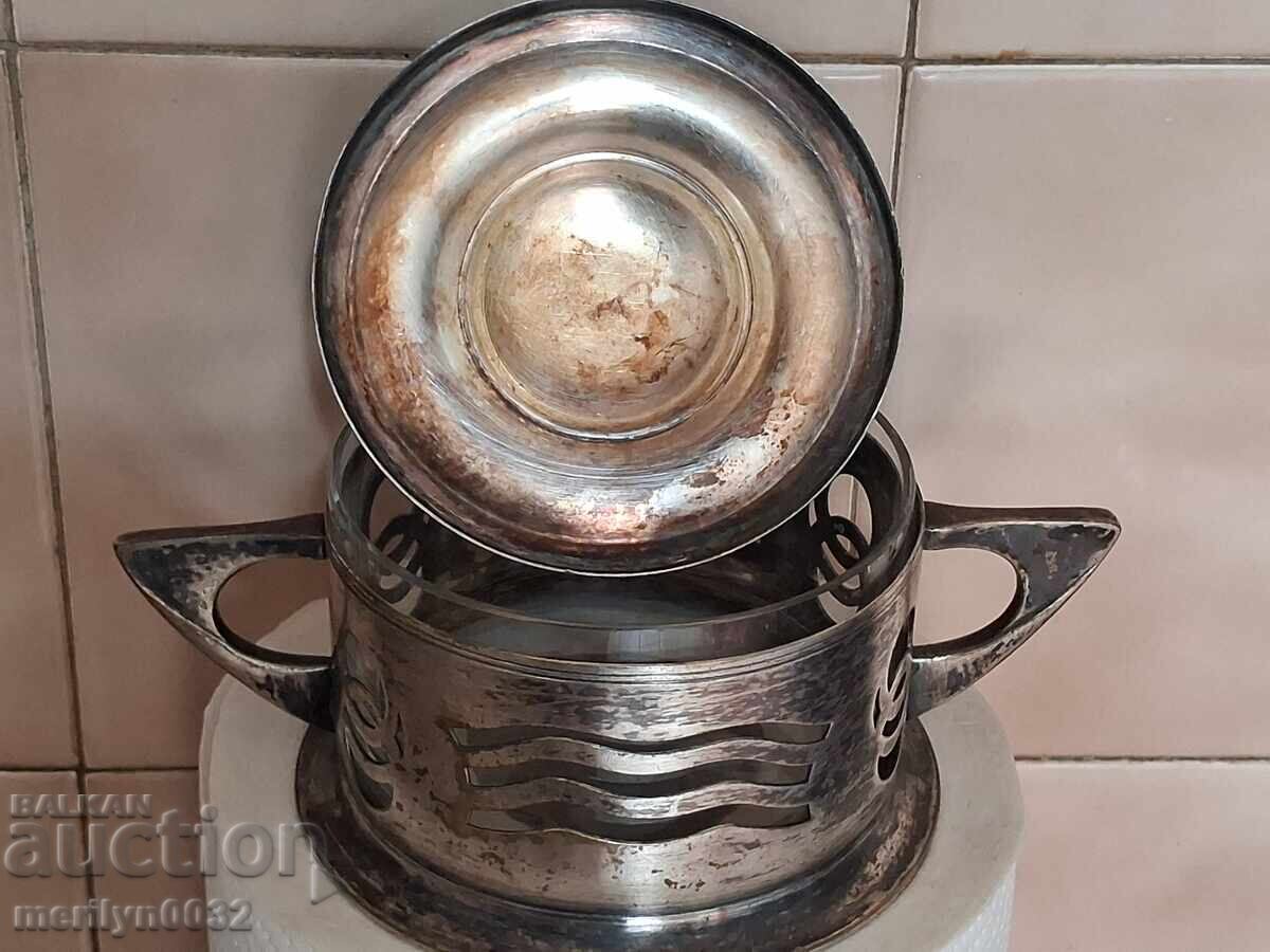 Δημοπρασία Παλιό μεταλλικό σκεύος, επαργυρωμένη ζαχαριέρα