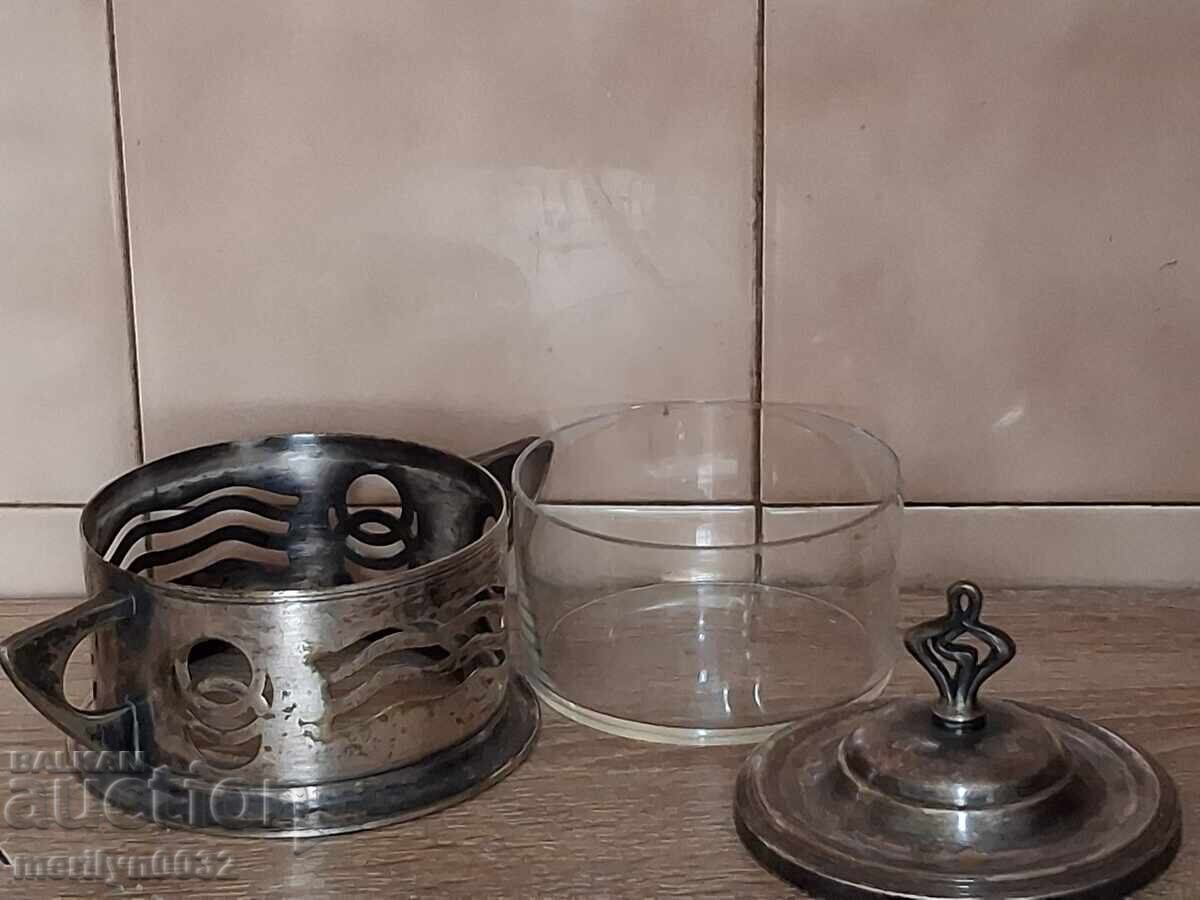 Παλιό μεταλλικό σκεύος, επαργυρωμένη ζαχαριέρα - 6