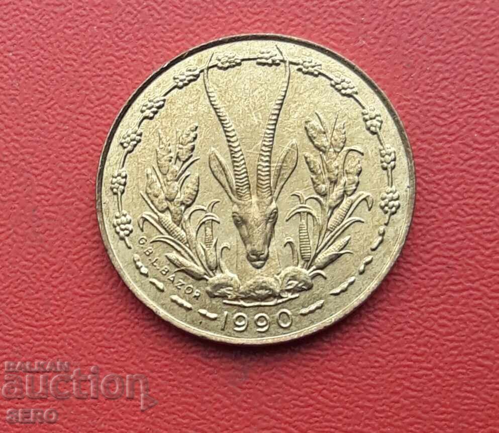 Africa de Vest Franceză - 5 franci 1990 cu preț € 0.91 | 1.78 BGN