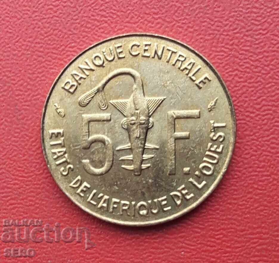 Africa de Vest Franceză - 5 franci 1990