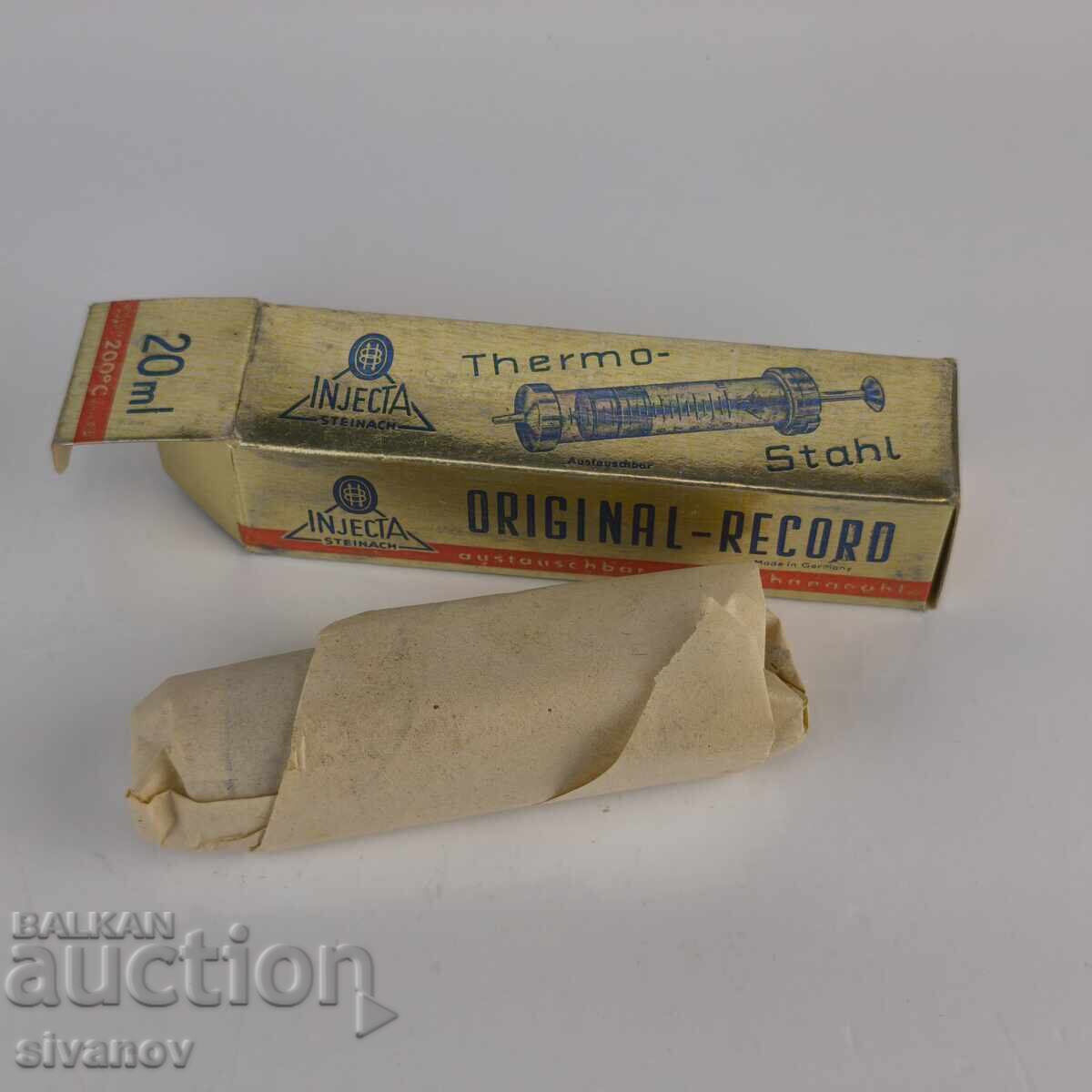 Стара стъклена спринцовка Injecta Steinach Thermo-Stahl#6405 с цена € 9.99 | 19.54 лв.