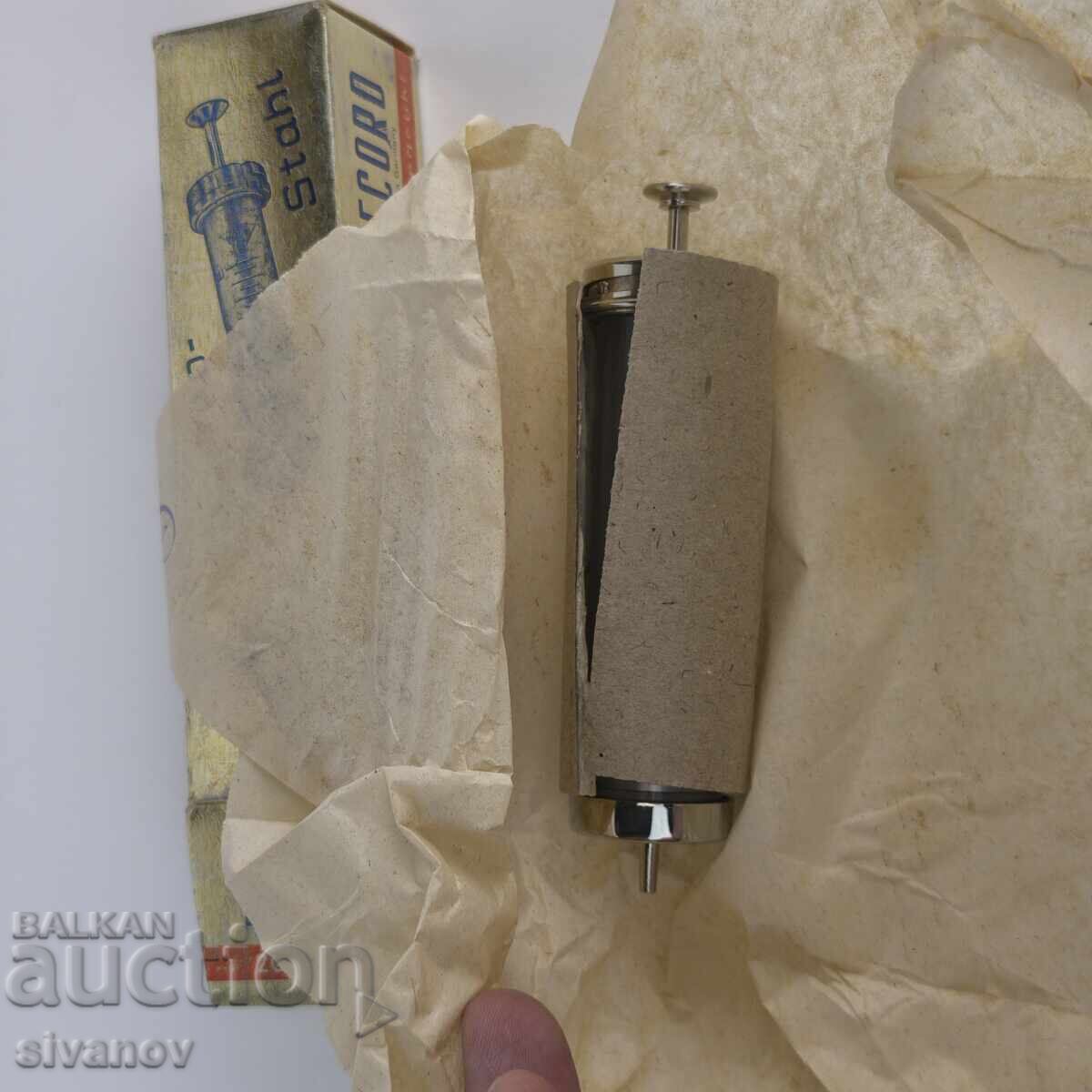 Аукцион Стара стъклена спринцовка Injecta Steinach Thermo-Stahl#6405