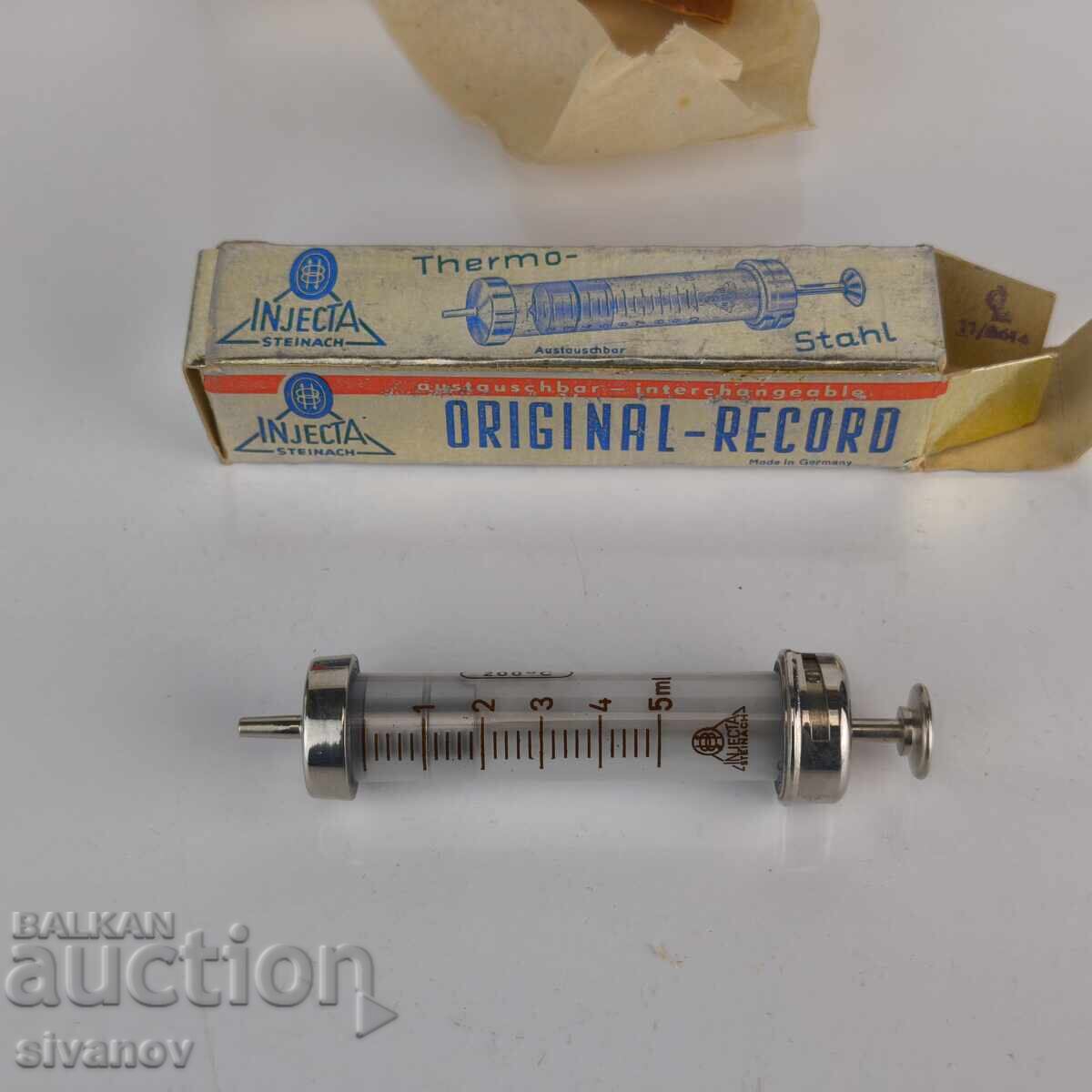Παράδοση Ρετρό γυάλινη σύριγγα INJECTA Steinach Original-Rec#6406