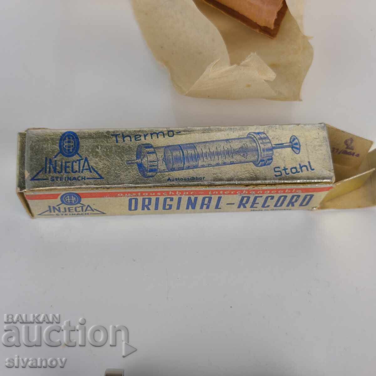 Ρετρό γυάλινη σύριγγα INJECTA Steinach Original-Rec#6406 - 6