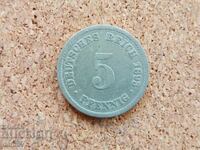 Germania 5 pfenigi, 1893