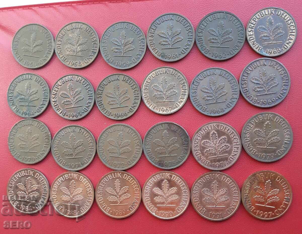Germany-lot 24x2 pfennig without repeating years