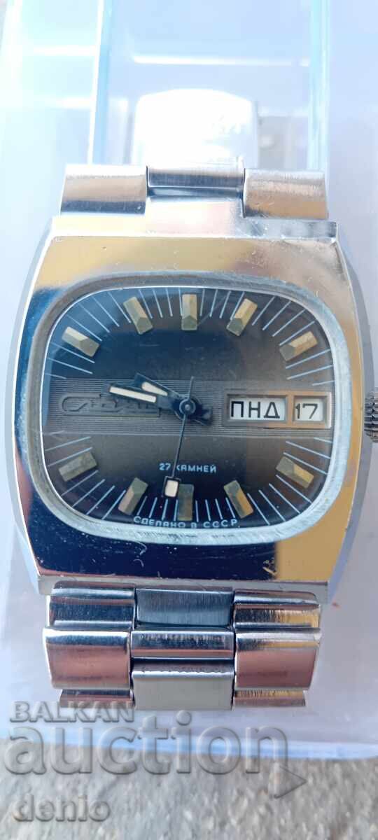 Auction  Slava wristwatch, automatic, 27 jewels, with box