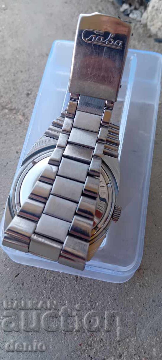 Slava wristwatch, automatic, 27 jewels, with box - 5