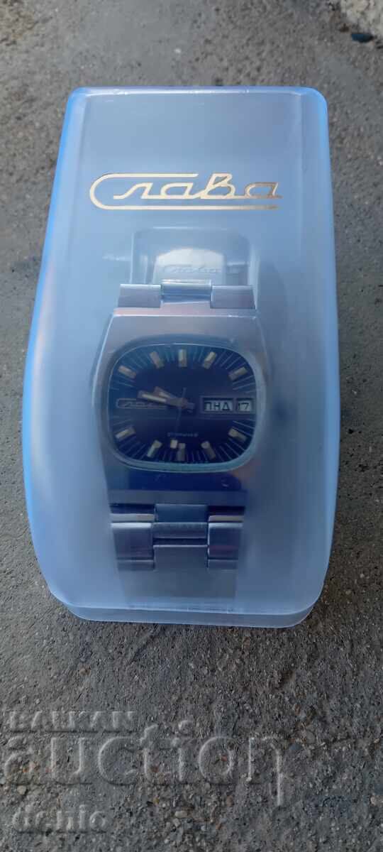 Slava wristwatch, automatic, 27 jewels, with box