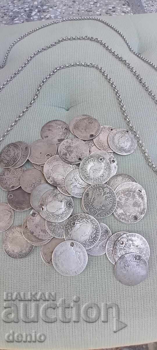 Collection of 53 silver kreuzers and 3 necklaces with price € 375.00 | 733.44 BGN