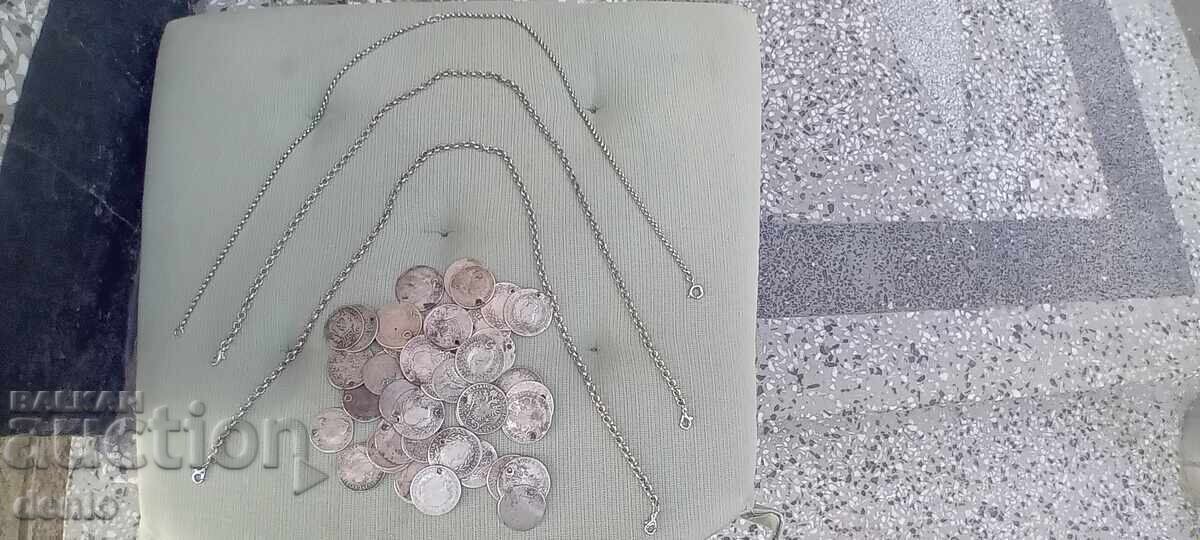 Collection of 53 silver kreuzers and 3 necklaces