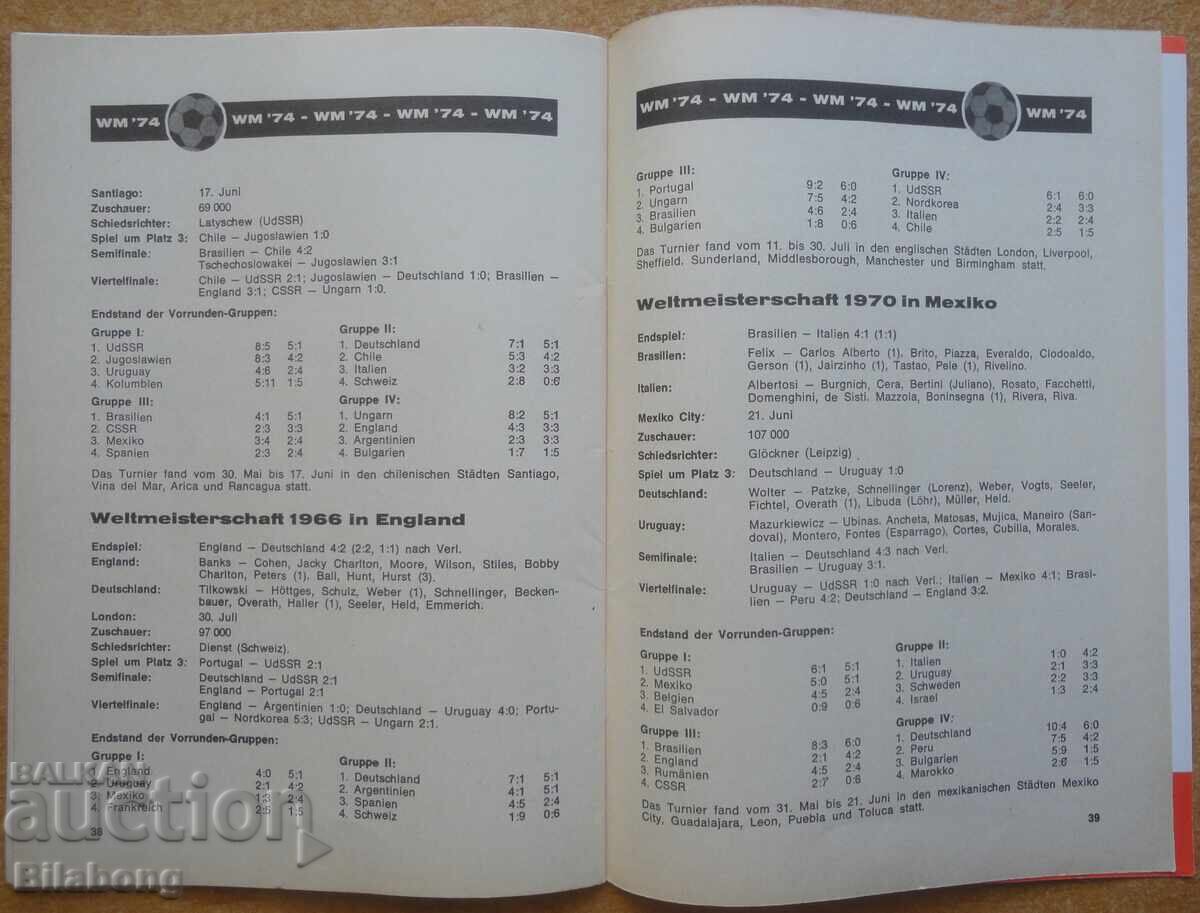 Πρόγραμμα ποδοσφαιρικού αγώνα Βουλγαρία-Ουρουγουάη, Παγκόσμιο Κύπελλο 1974 - 7