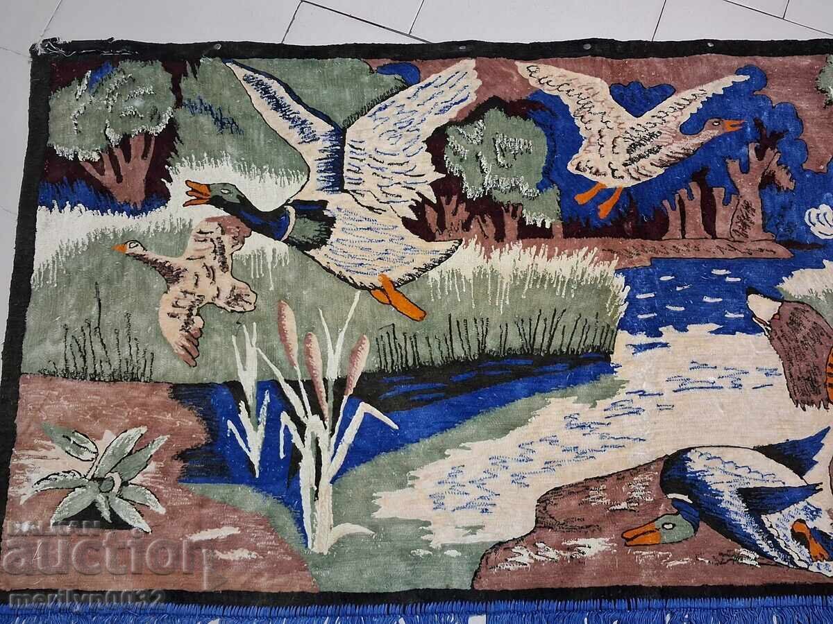 Δημοπρασία Παλιό βελούδινο χαλί τοίχου, χαλί, πάνελ, εικόνα χαλί