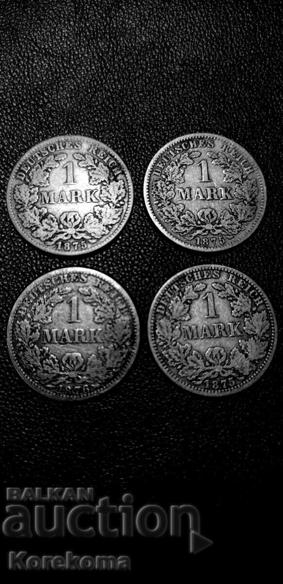 4x1 Mărci Germane 1875-1876. De la 1 st. BZC - Citește descrierea!