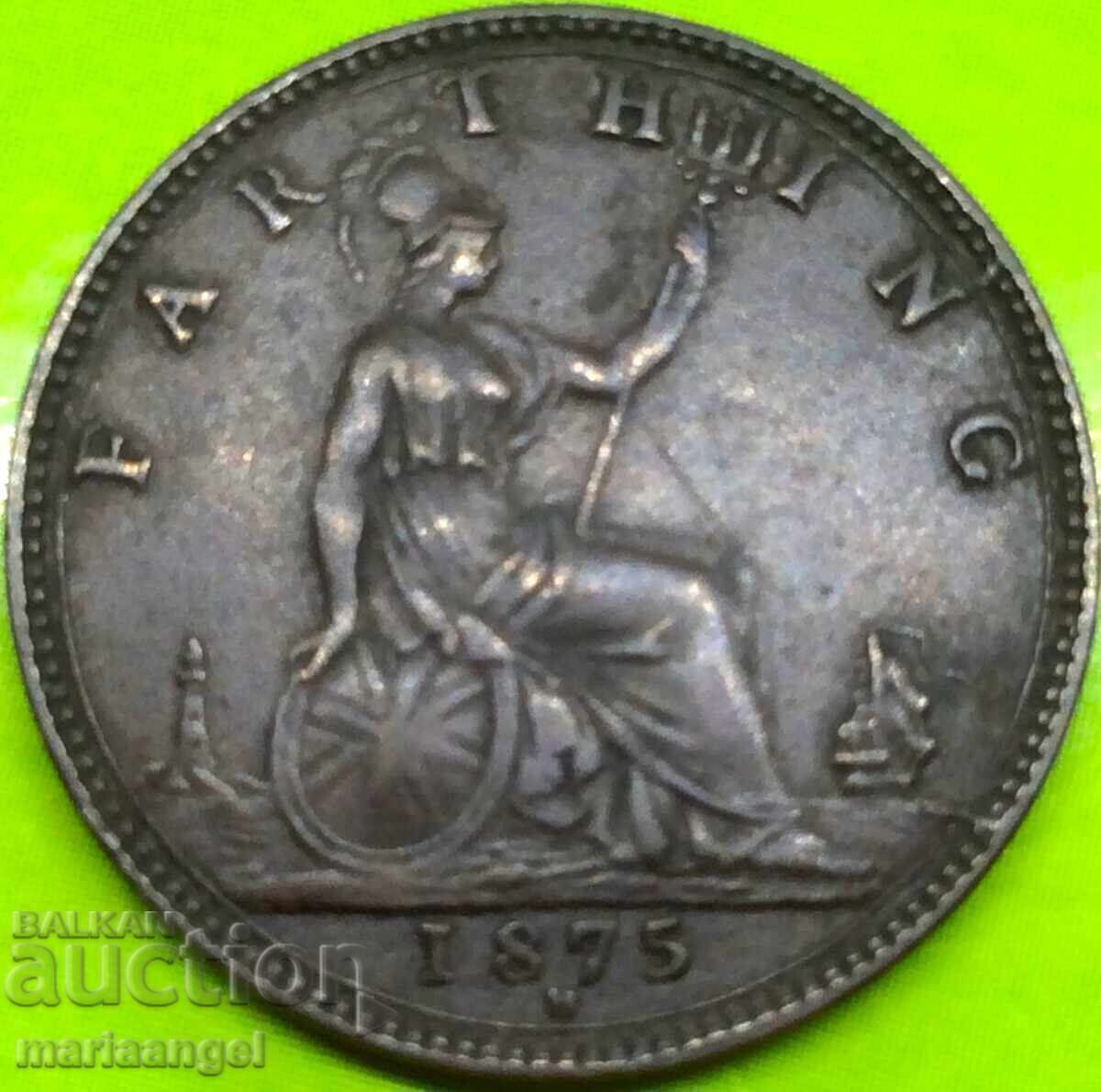 Great Britain 1 Farthing 1875 H Young Victoria with price € 19.00 | 37.16 BGN