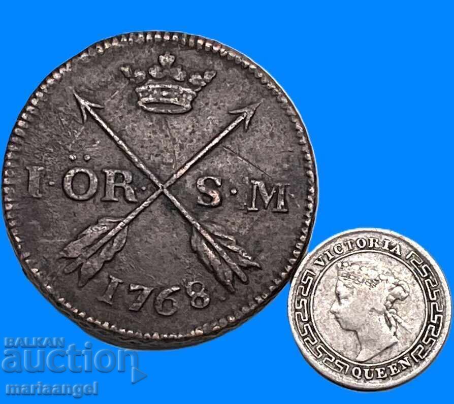 Sweden 1 Öre 1768 Adolf Frederick mintage 317,000 pcs. 14.3g with price € 22.00 | 43.03 BGN