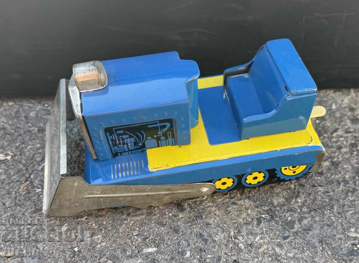 Vintage Russian metal toy tractor bulldozer working