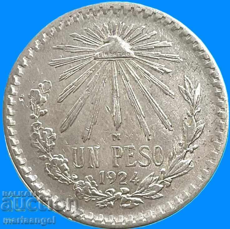 Licitație Mexic 1 peso 1924 16,57g argint puritate 720