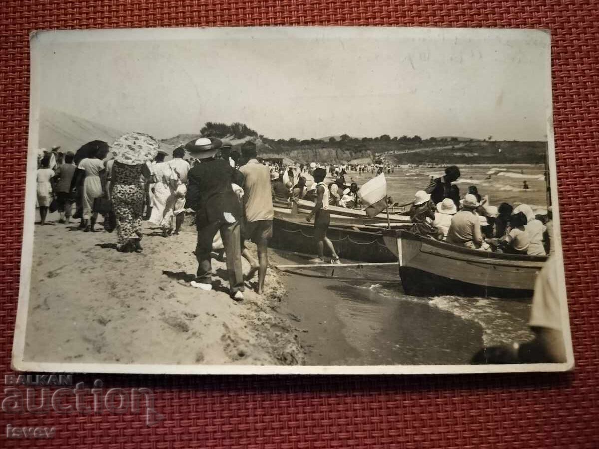 Stara poshtenska kartichka ot plazha v Nesebŭr 1930 g