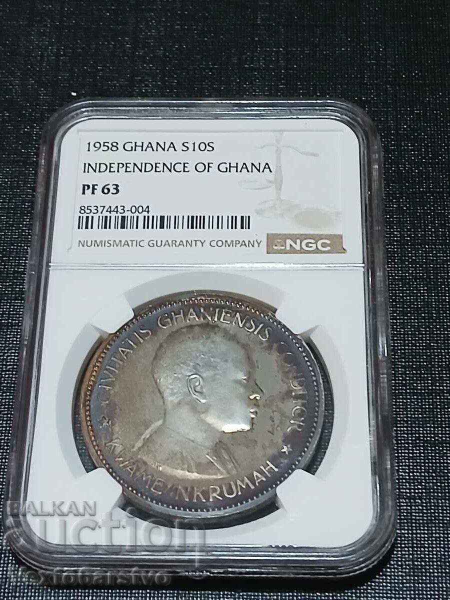 Licitație MONEDĂ-10 ȘILINGI 1958-GHANA---PROOF 63 Licitație MONEDĂ-10 ȘILINGI 1958-GHANA---PROOF 63