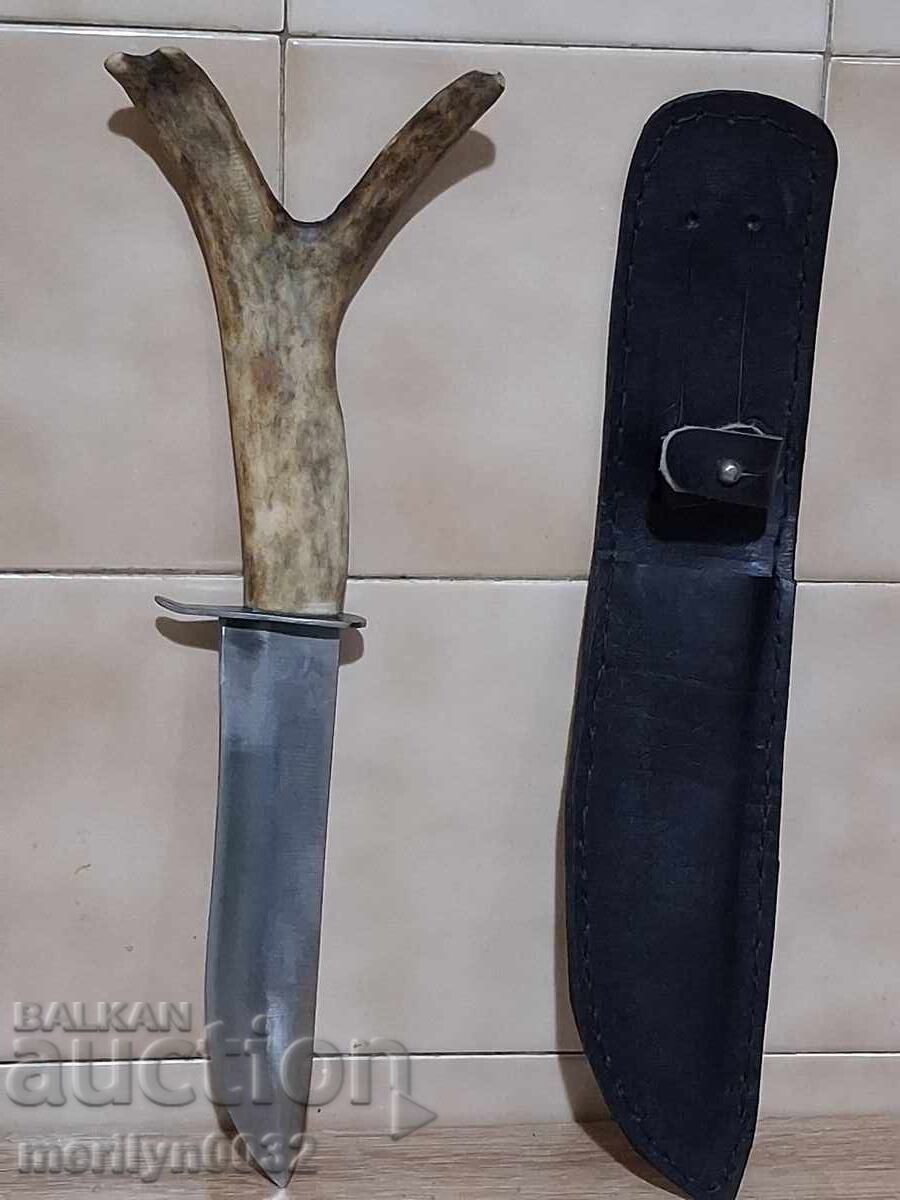 Κυνηγετικό μαχαίρι με θήκη, λαβή από κέρατο ελαφιού ΜΟΝΑΔΙΚΟ με τιμή € 88.89 | 173.85 BGN