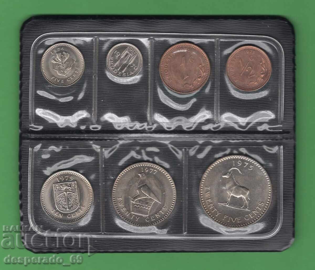 (¯`'•.¸ 1 set monede 1970-1977 RHODESIA UNC ¸.•'´¯)