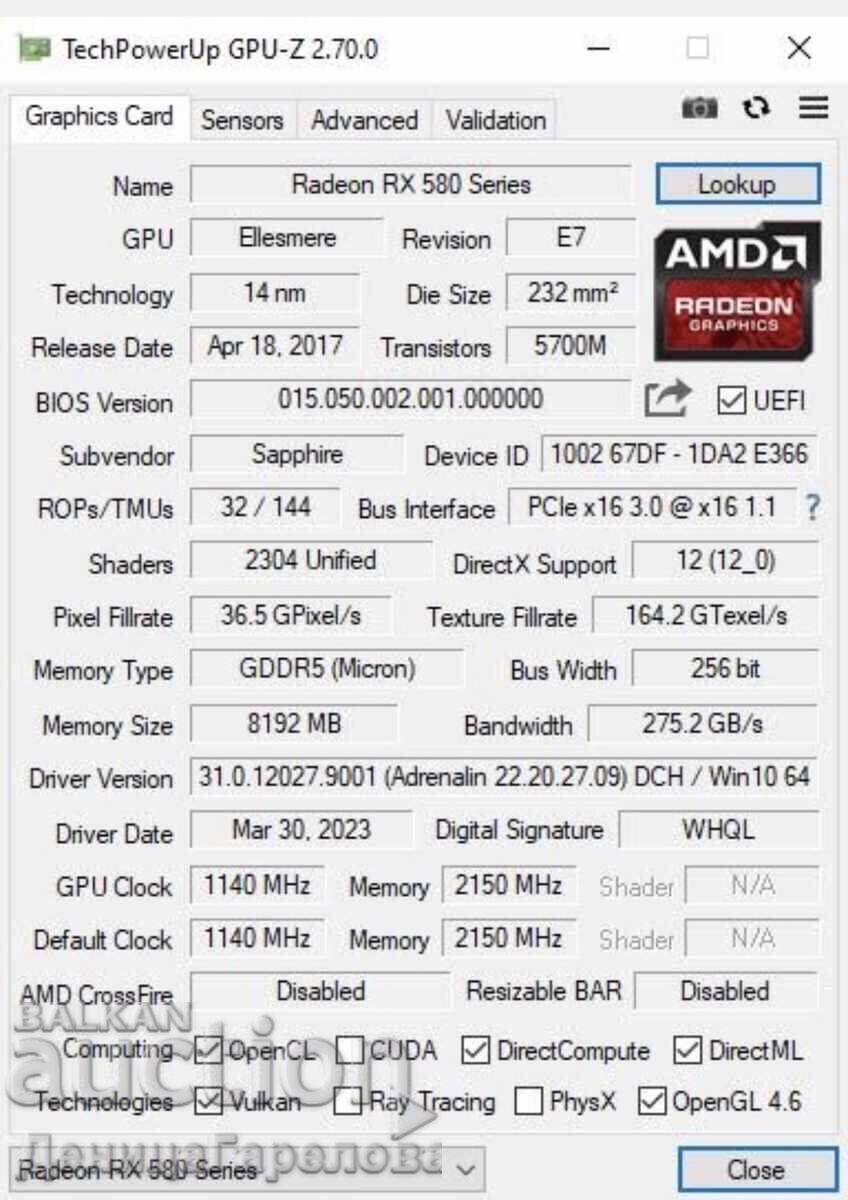Доставка на Геймърска видеокарта SAPPHIRE NITRO - RX 570, 8 GB Доставка на Геймърска видеокарта SAPPHIRE NITRO - RX 570, 8 GB