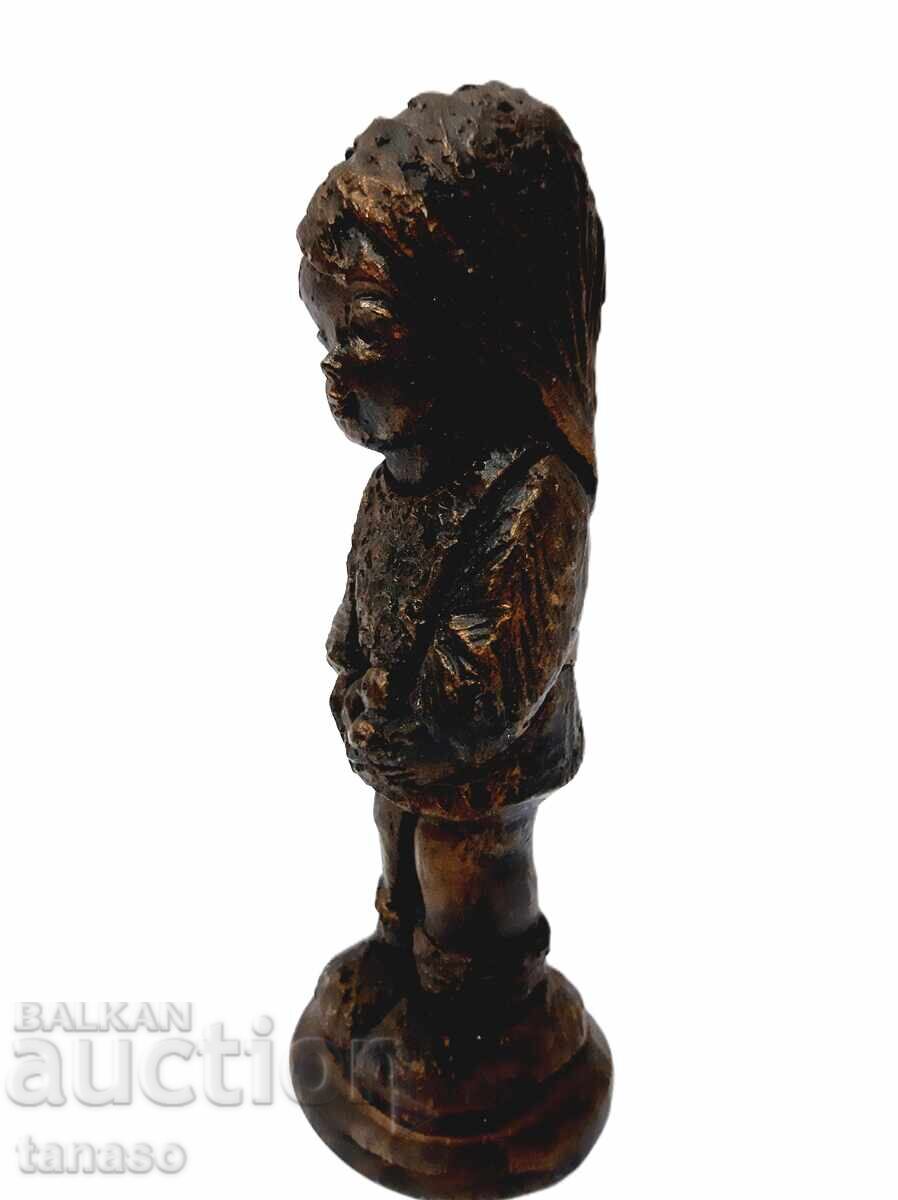 Figurină din cupru – Fată lucrată manual – 16 cm – 290 g – Patină - 5