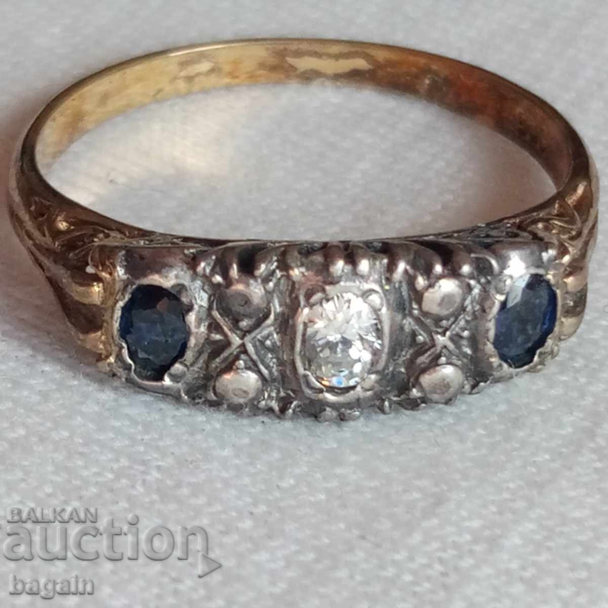 Sapphire ring. Silver with gold plating Sapphire ring. Silver with gold plating