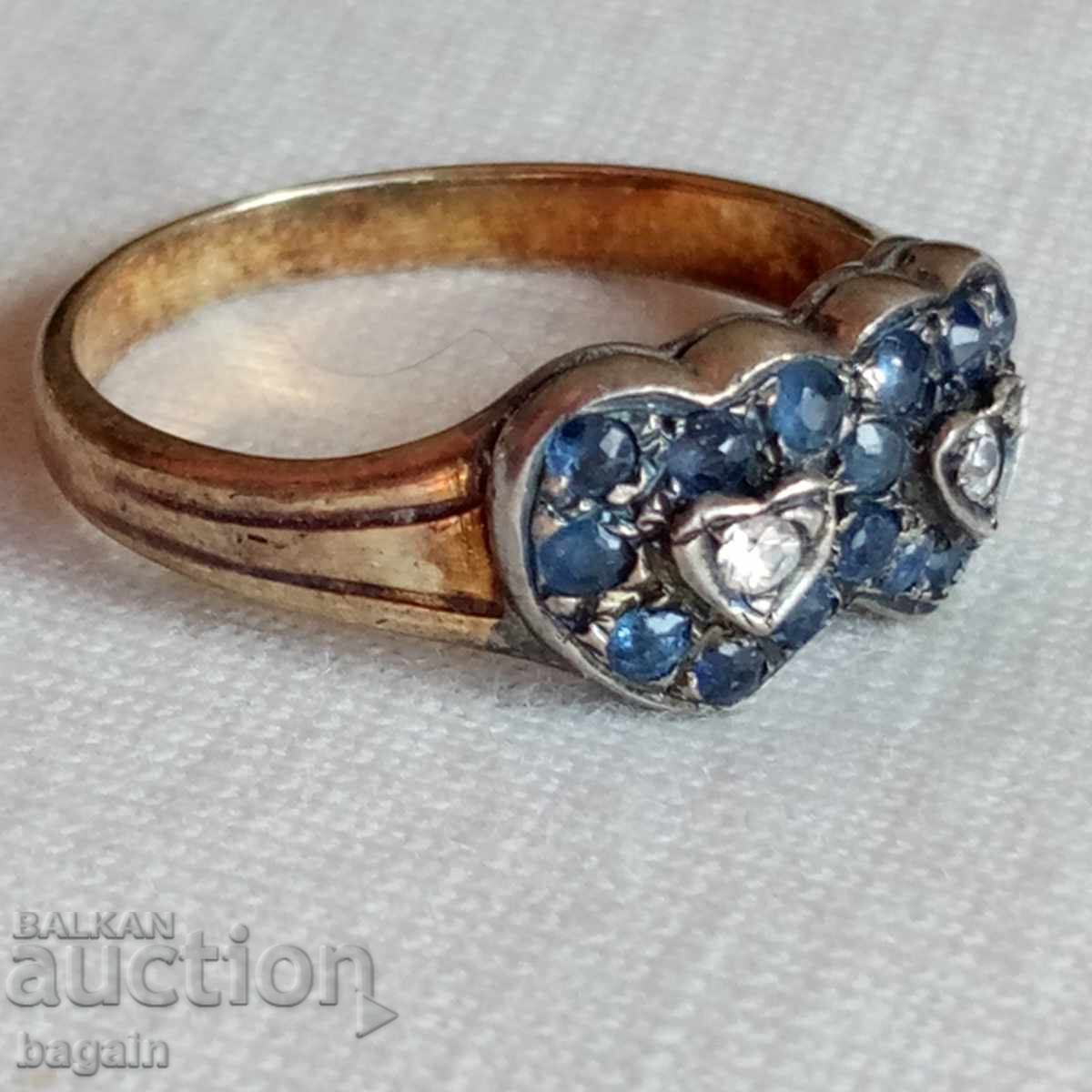 Silver ring with sapphires and gold plating with price € 35.00 | 68.45 BGN Silver ring with sapphires and gold plating with price € 35.00 | 68.45 BGN