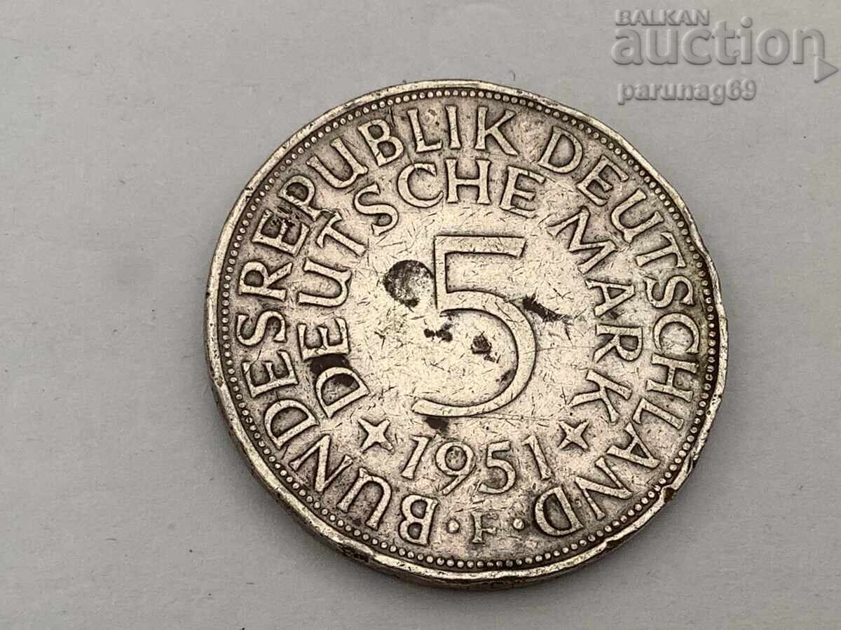 Γερμανία 5 μάρκα 1951 F - Ασήμι 0.625 με τιμή € 10.00 | 19.56 BGN