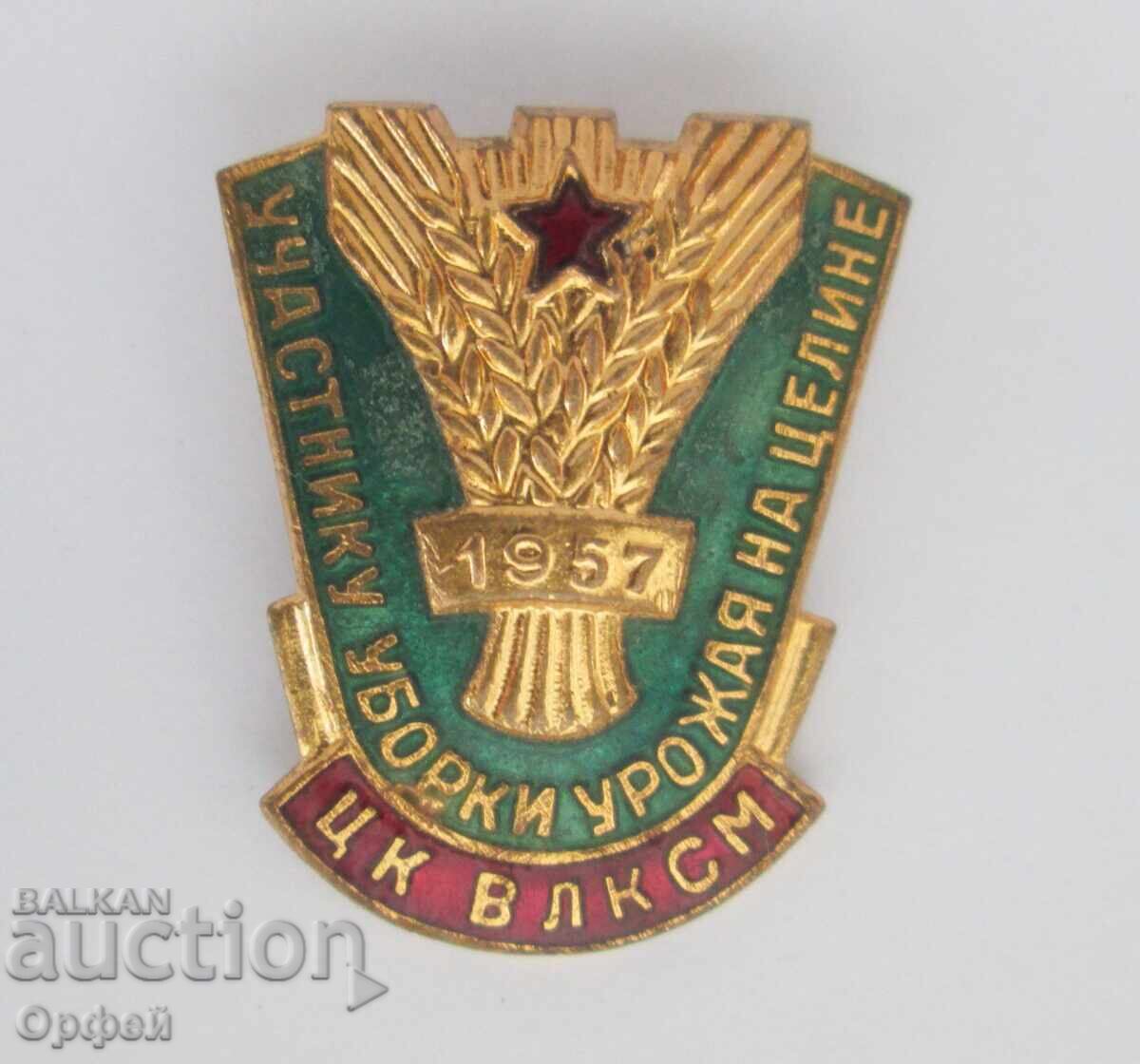 Стар Руски СССР знак земеделска значка ЦК ВЛКСМ 1957г