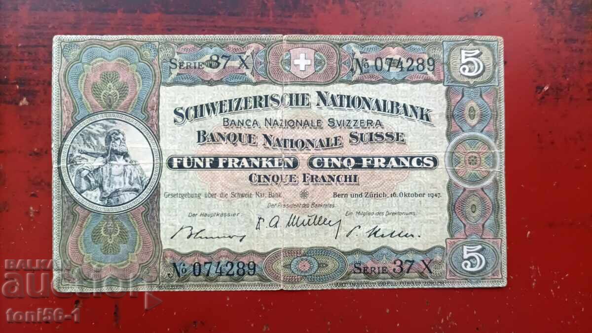 Elveția 5 franci 1947 Elveția 5 franci 1947