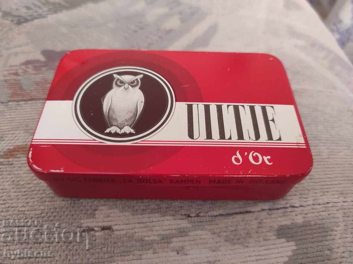 Винтидж холандска тенекиена кутия за пури "uiltje"